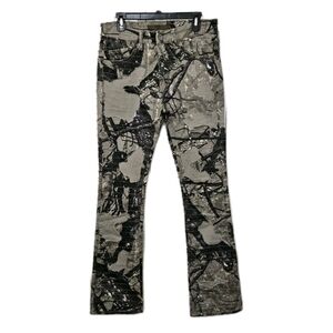 KDNK gray & black camo print flare jeans Mens Size 32 NEW